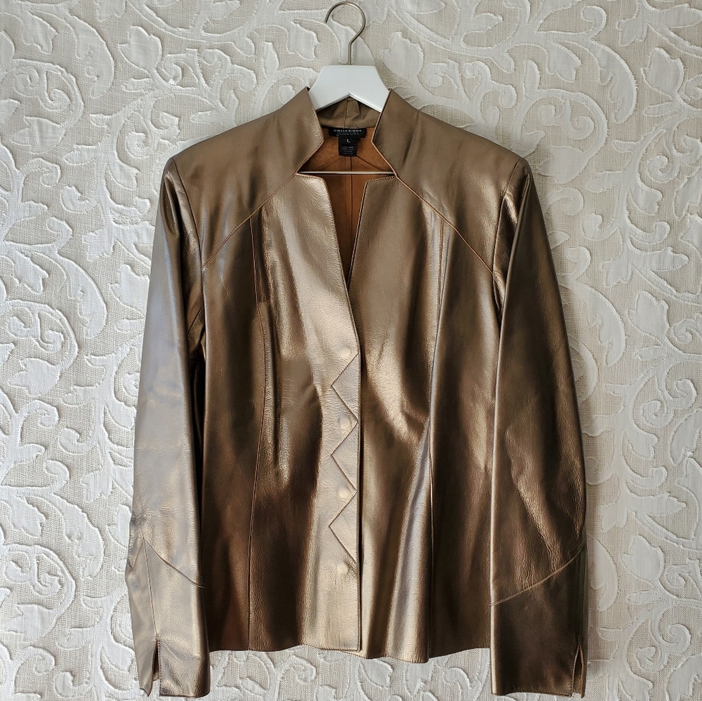 Juliana Collezione Metallic Leather Jacket